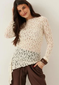 BUBBLEROOM Pitkähihaiset Topit|Pitsitopit*Asymmetric Lace Top