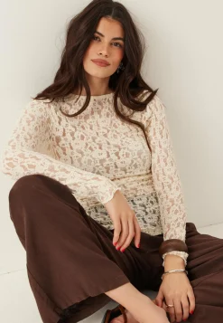 BUBBLEROOM Pitkähihaiset Topit|Pitsitopit*Asymmetric Lace Top