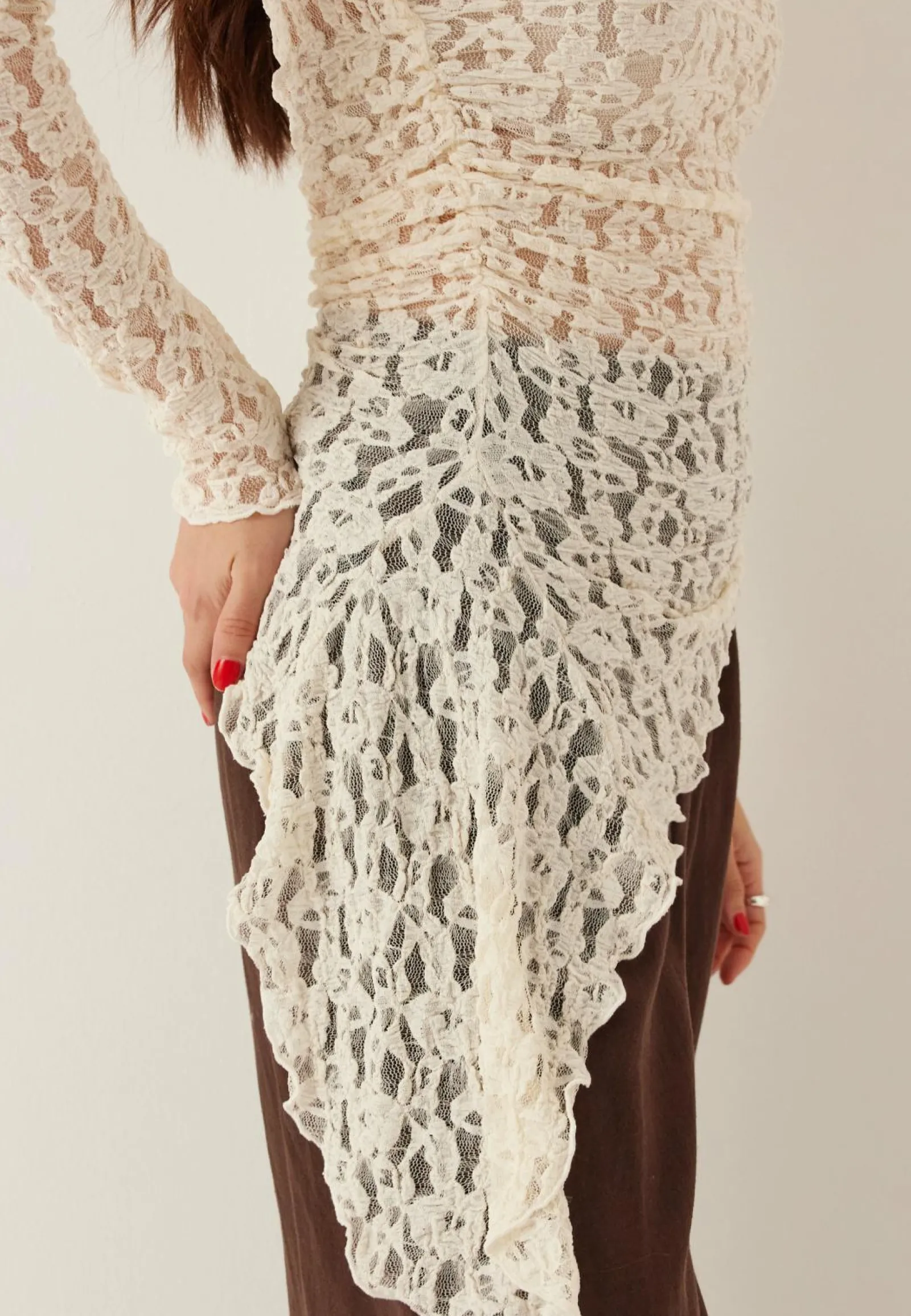 BUBBLEROOM Pitkähihaiset Topit|Pitsitopit*Asymmetric Lace Top