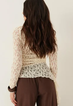 BUBBLEROOM Pitkähihaiset Topit|Pitsitopit*Asymmetric Lace Top