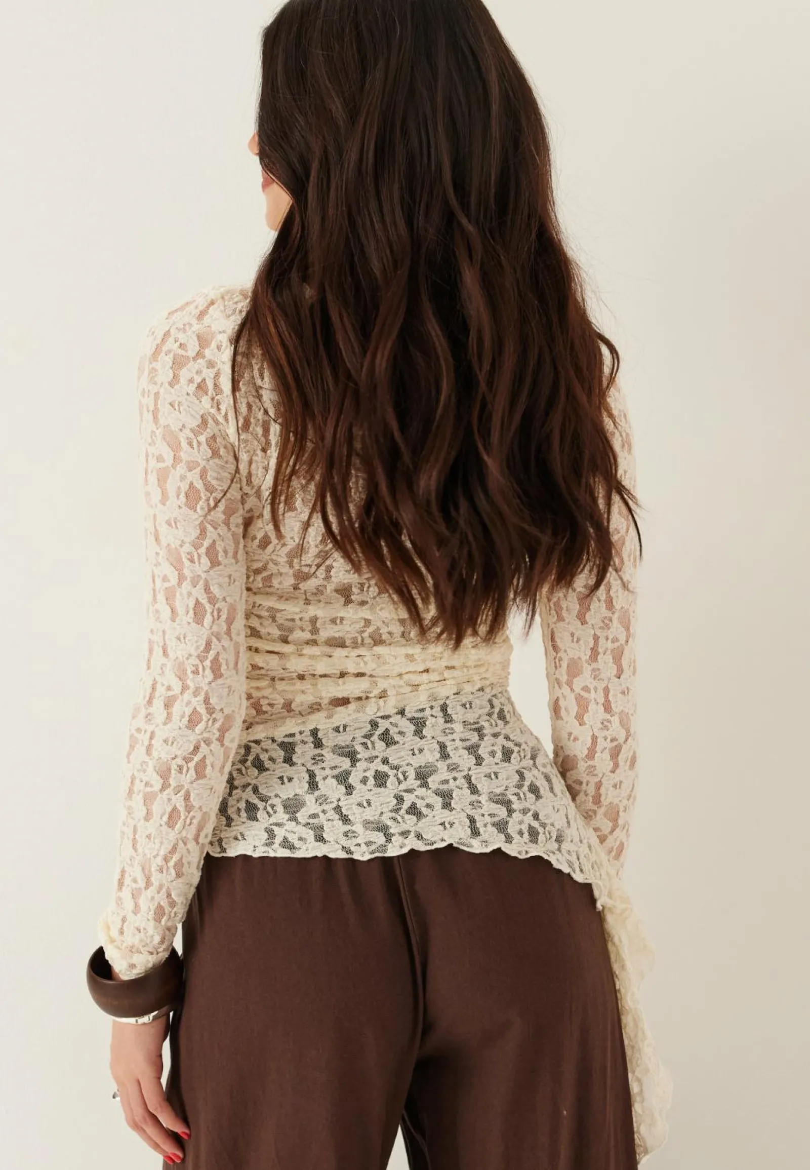 BUBBLEROOM Pitkähihaiset Topit|Pitsitopit*Asymmetric Lace Top