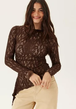 BUBBLEROOM Pitkähihaiset Topit|Pitsitopit*Asymmetric Lace Top