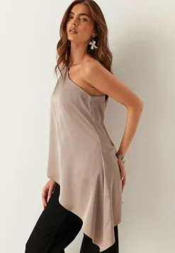 BUBBLEROOM Juhlasetit|Yksiväriset Puserot Ja Paidat*Asymmetric Satin Blouse