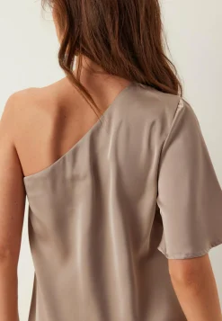 BUBBLEROOM Juhlasetit|Yksiväriset Puserot Ja Paidat*Asymmetric Satin Blouse