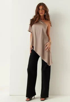 BUBBLEROOM Juhlasetit|Yksiväriset Puserot Ja Paidat*Asymmetric Satin Blouse