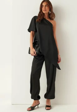 BUBBLEROOM Juhlasetit|Yksiväriset Puserot Ja Paidat*Asymmetric Satin Blouse