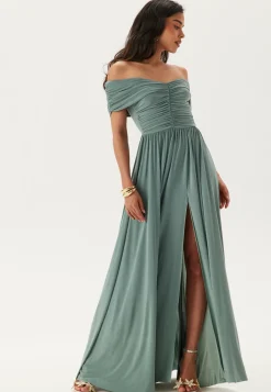 Goddiva Morsiusneitomekot|Vanhojentanssimekot*Bardot Rouched Maxi Split Dress