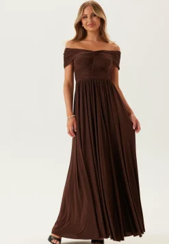 Goddiva Trikoomekot|Vanhojentanssimekot*Bardot Rouched Maxi Split Dress