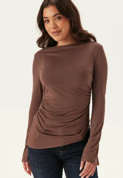 BUBBLEROOM Pitkähihaiset Topit|Drapeeratut Topit*Boat Neck Asymmetric Top