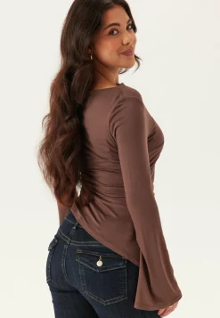 BUBBLEROOM Pitkähihaiset Topit|Drapeeratut Topit*Boat Neck Asymmetric Top