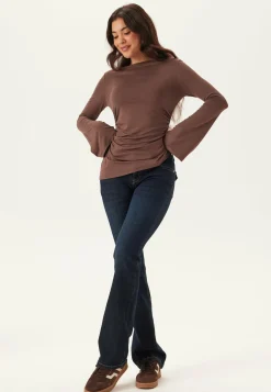 BUBBLEROOM Pitkähihaiset Topit|Drapeeratut Topit*Boat Neck Asymmetric Top