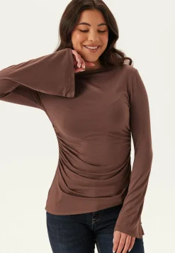 BUBBLEROOM Pitkähihaiset Topit|Drapeeratut Topit*Boat Neck Asymmetric Top