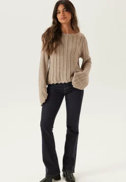 BUBBLEROOM Neuletopit|Neuletopit*Boat Neck Structure Knitted Sweater