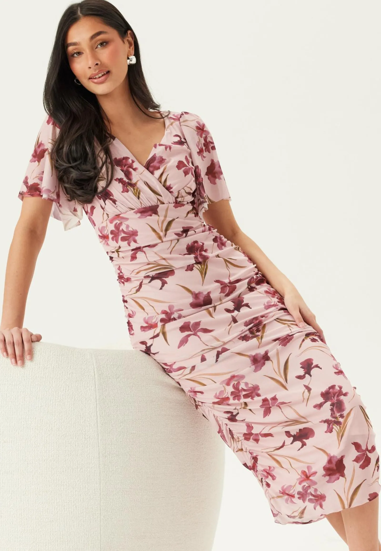 Bubbleroom Occasion Kukkakuosiset Ja Kuviolliset Mekot|Juhlamekot*Butterfly Sleeve Mesh Ankle Dress