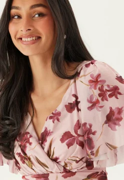 Bubbleroom Occasion Kukkakuosiset Ja Kuviolliset Mekot|Juhlamekot*Butterfly Sleeve Mesh Ankle Dress