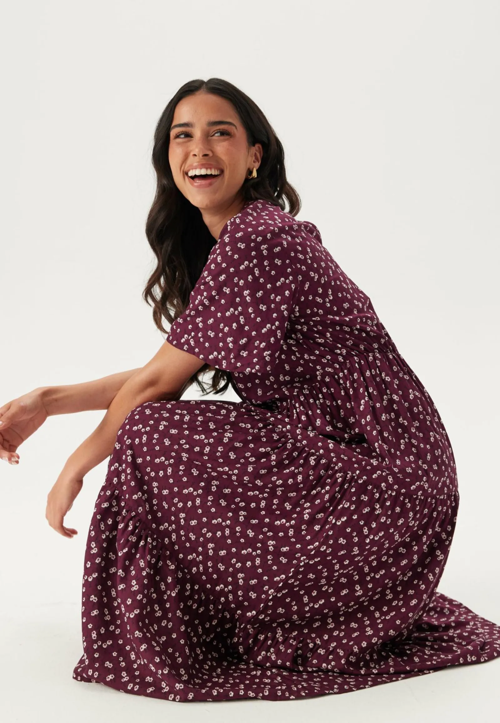 Happy Holly Kukkakuosiset Ja Kuviolliset Mekot|Midimekot*Butterfly Sleeve Viscose Midi Dress