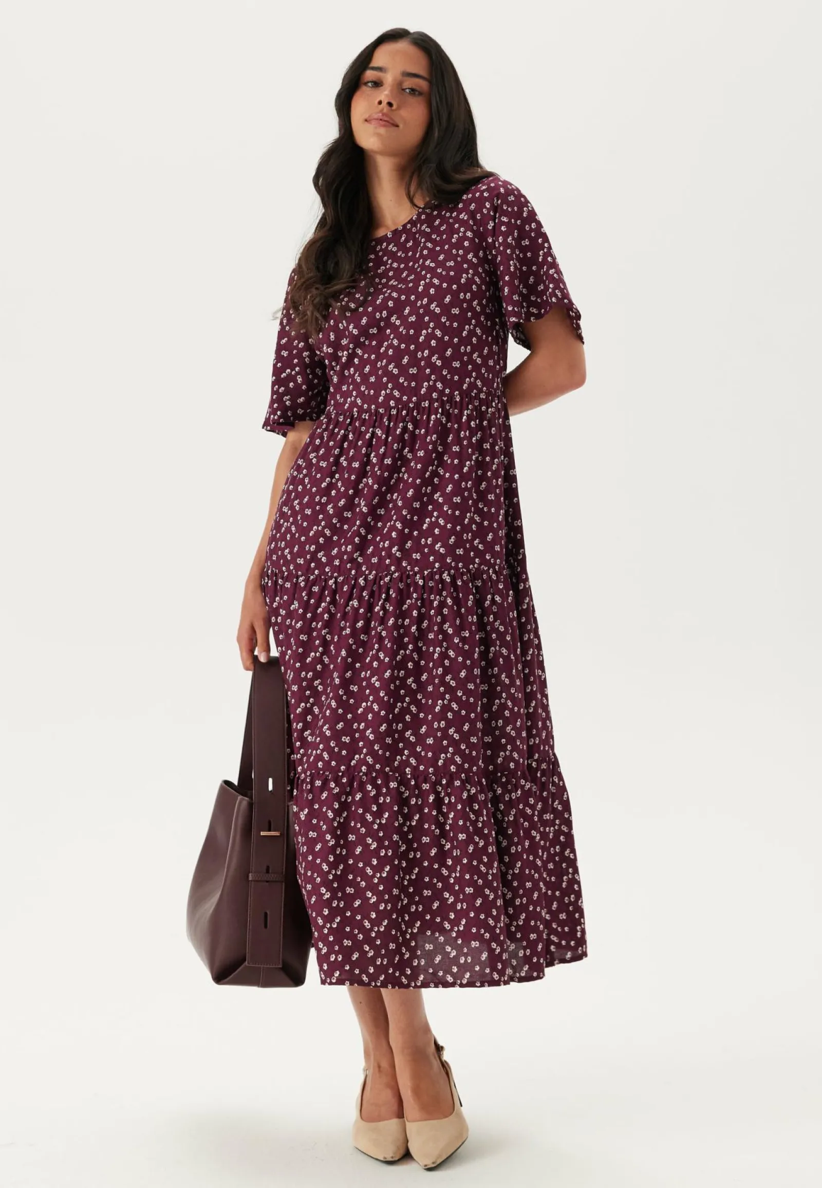 Happy Holly Kukkakuosiset Ja Kuviolliset Mekot|Midimekot*Butterfly Sleeve Viscose Midi Dress