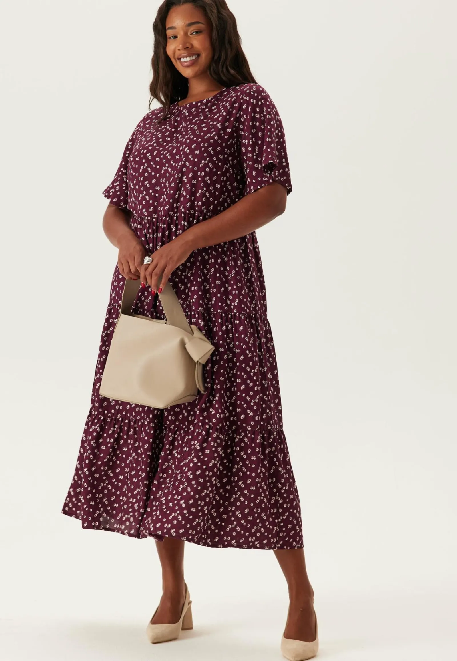 Happy Holly Kukkakuosiset Ja Kuviolliset Mekot|Midimekot*Butterfly Sleeve Viscose Midi Dress