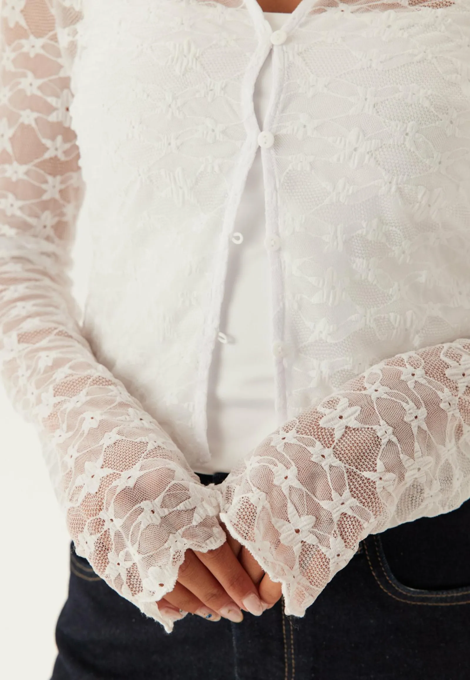 BUBBLEROOM Neuletakit Ja Neuleet|Pitkähihaiset Topit*Button Lace Cardigan