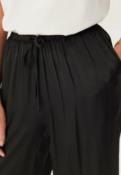 BUBBLEROOM Leveälahkeiset Housut|Keskivyötäröiset Housut*CC Viscose Satin Trousers