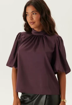 BUBBLEROOM Yksiväriset Puserot Ja Paidat|Tunikat Ja Puserot*Chimney Collar Puff Sleeve Blouse