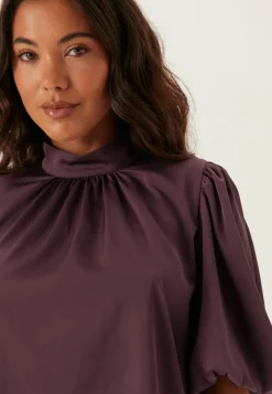 BUBBLEROOM Yksiväriset Puserot Ja Paidat|Tunikat Ja Puserot*Chimney Collar Puff Sleeve Blouse