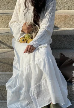 Happy Holly Maxihameet|Rennot Hameet*Cotton Dobby Dot Maxi Skirt