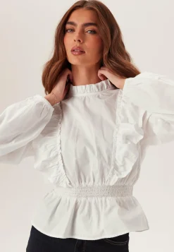 BUBBLEROOM Rusetilliset Puserot|Yksiväriset Puserot Ja Paidat*Cotton Frill Blouse