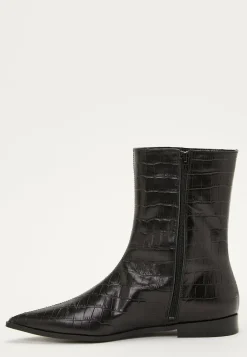 MAKE WAY Aidon Nahan Kengät|Matalat Kengät*Croco Leather Ankle Boot