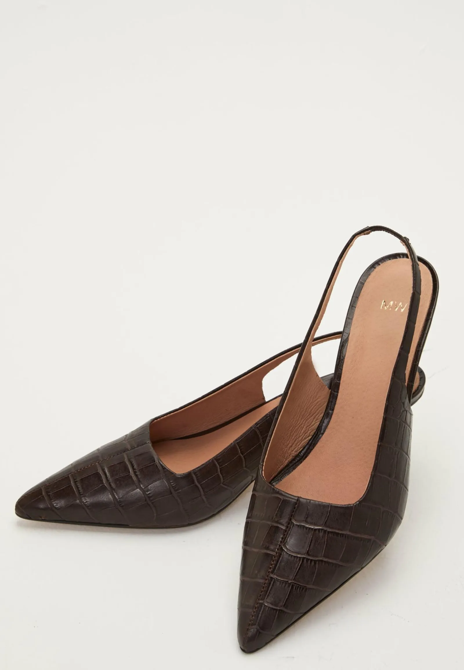 MAKE WAY Aidon Nahan Kengät|Juhlakengät*Croco Leather Slingback