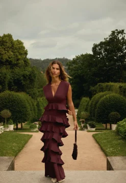 Bubbleroom Occasion Röyhelömekot|Morsiusneitomekot*Deep V-Neck Flounce Gown