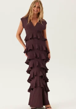 Bubbleroom Occasion Röyhelömekot|Morsiusneitomekot*Deep V-Neck Flounce Gown