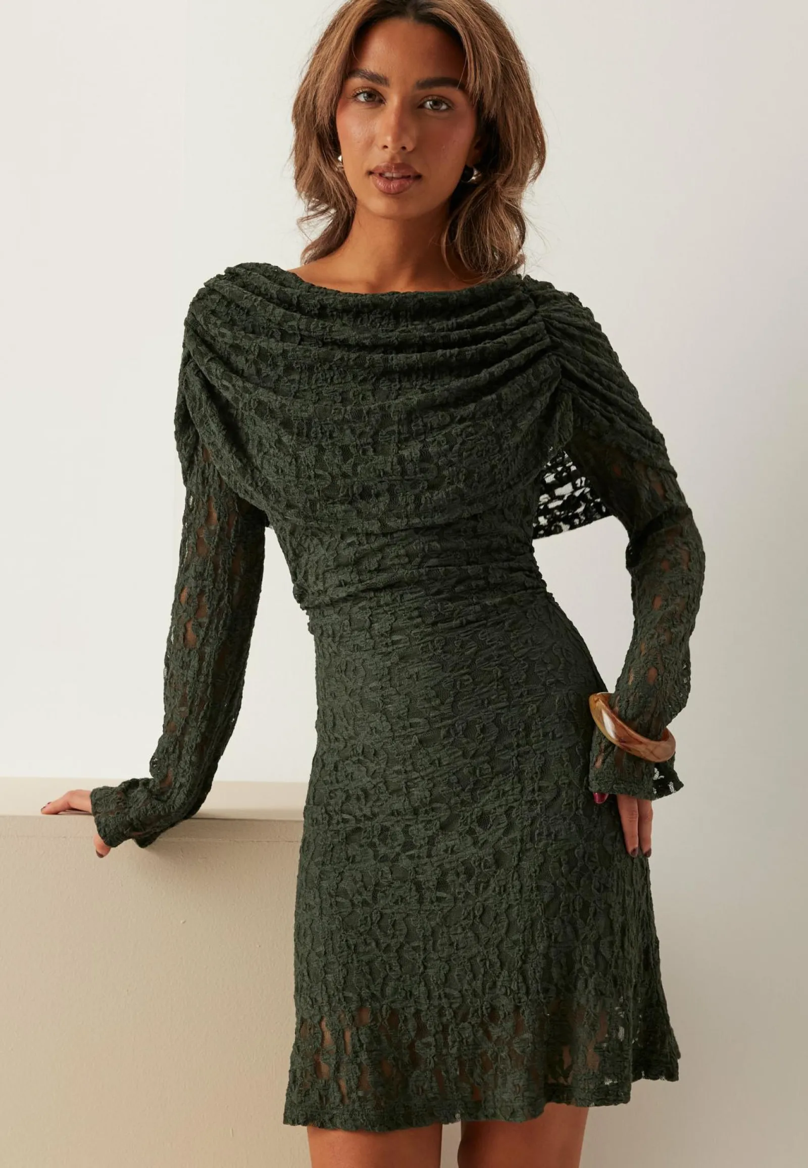 BUBBLEROOM Joulumekot|Yksiolkaimiset Mekot*Drapy Lace Dress