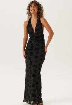 Bubbleroom Occasion Uudenvuoden Mekot|Juhlamekot*Flocked Halterneck Stretch Gown