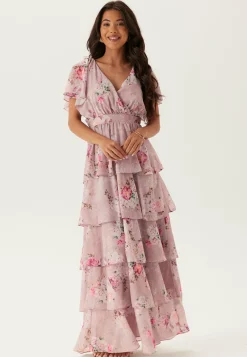 Goddiva Morsiusneitomekot|Juhlamekot*Floral Flutter Tiered Maxi Dress