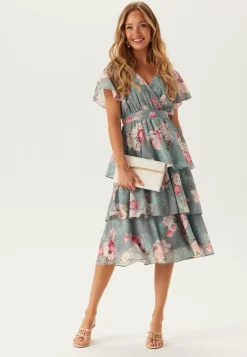 Goddiva Röyhelömekot|Kukkakuosiset Ja Kuviolliset Mekot*Floral Flutter Tiered Midi Dress