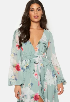 Goddiva Kukkakuosiset Ja Kuviolliset Mekot|Kesämekot*Floral Long Sleeve Chiffon Maxi Dress