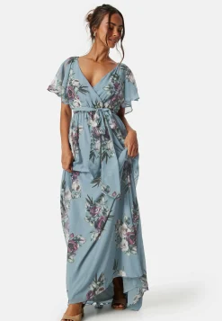 Goddiva Morsiusneitomekot|Kukkakuosiset Ja Kuviolliset Mekot*Flutter Floral Maxi Dress