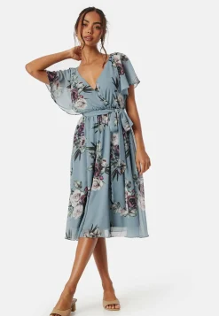 Goddiva Juhlamekot|Kukkakuosiset Ja Kuviolliset Mekot*Flutter Floral Midi Dress