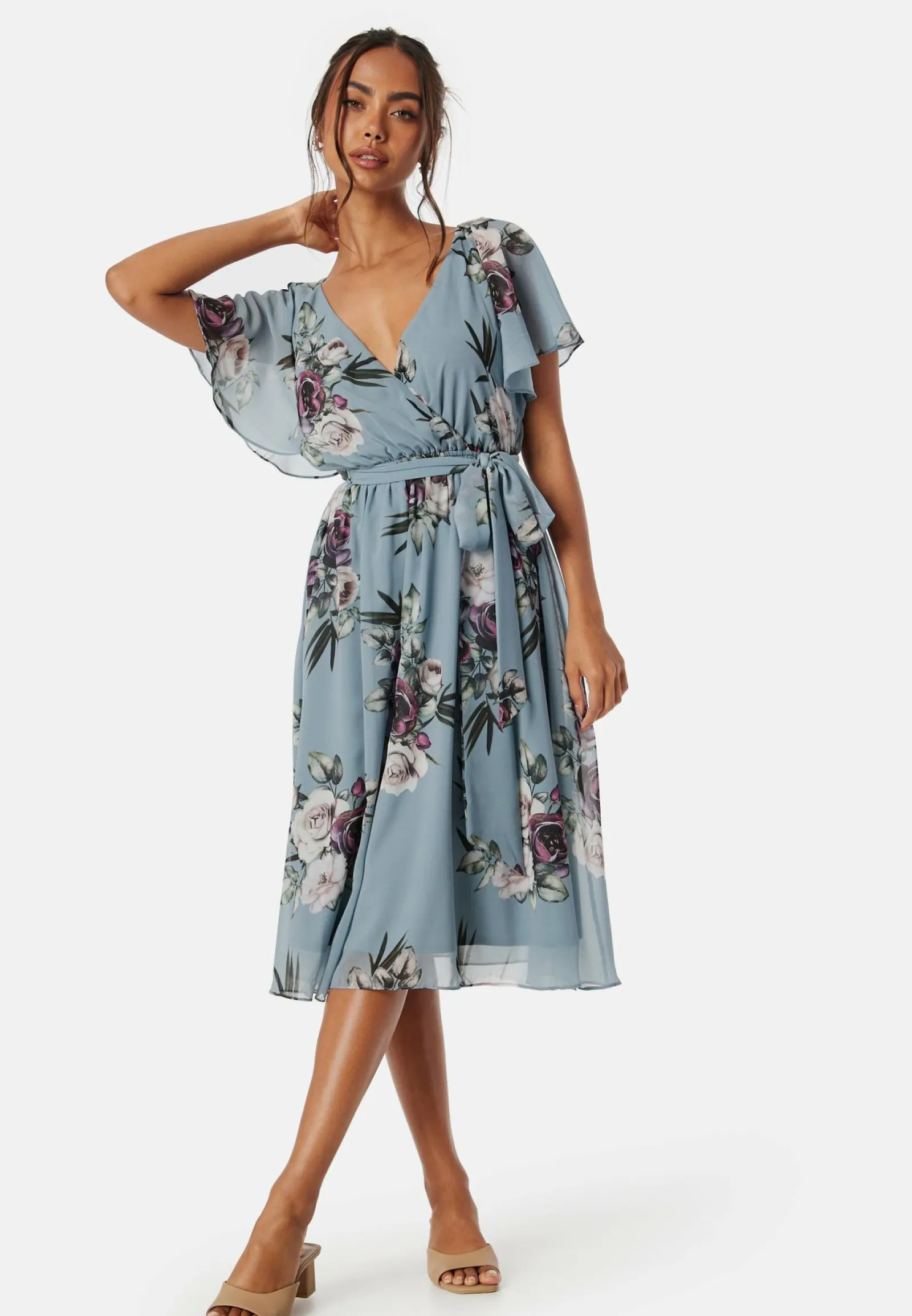 Goddiva Juhlamekot|Kukkakuosiset Ja Kuviolliset Mekot*Flutter Floral Midi Dress