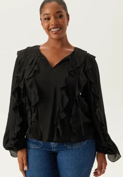 Happy Holly Rusetilliset Puserot|Yksiväriset Puserot Ja Paidat*Frill Blouse