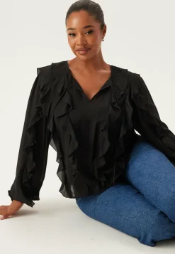 Happy Holly Rusetilliset Puserot|Yksiväriset Puserot Ja Paidat*Frill Blouse