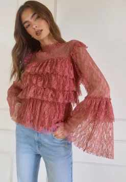 BUBBLEROOM Yksiväriset Puserot Ja Paidat|Röyhelöpuserot*Frill Lace Blouse
