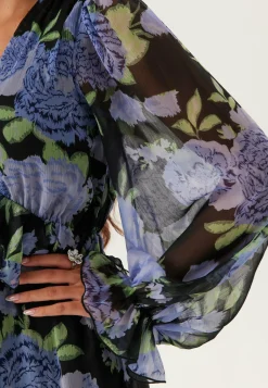 Bubbleroom Occasion Kukkakuosiset Ja Kuviolliset Mekot|Pitkähihaiset Mekot*Frill L/S Chiffon Midi Dress