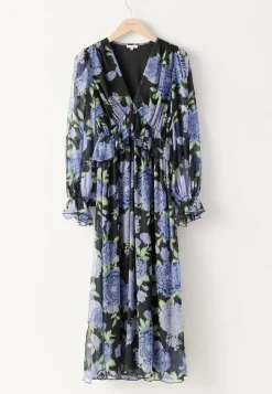 Bubbleroom Occasion Kukkakuosiset Ja Kuviolliset Mekot|Pitkähihaiset Mekot*Frill L/S Chiffon Midi Dress