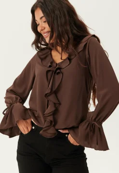 BUBBLEROOM Rusetilliset Puserot|Yksiväriset Puserot Ja Paidat*Frill Tie Blouse