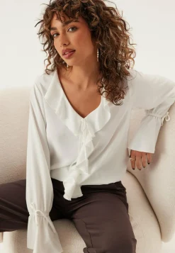 BUBBLEROOM Rusetilliset Puserot|Yksiväriset Puserot Ja Paidat*Frill Tie Blouse