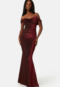 Goddiva Glittermekot|Vanhojentanssimekot*Glitter Off Shoulder Maxi Dress
