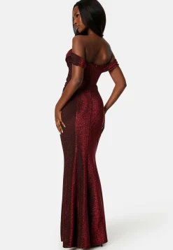 Goddiva Glittermekot|Vanhojentanssimekot*Glitter Off Shoulder Maxi Dress