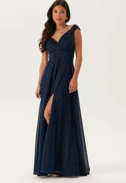 Goddiva Morsiusneitomekot|Uudenvuoden Mekot*Glitter Wrap Maxi Dress